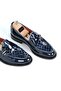 Italian Style Inner Outer Patent Leather Men's Gold Buckle Patterned Shoes - 5