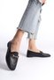 Women's Special Design Genuine Leather Elegant Buckle Detailed Low Sole Loafer Shoes - 5