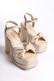 Women's Special Platform Heeled Ankle Strap Bow Detailed Sandals