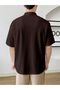 Men's Oversize Zip-Up Polo Neck Waffle T-Shirt Polo Neck Tee Shirt - 3