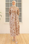 4037 Belted Patterned Dress Milk Coffee - 3