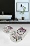 Digital Non-Slip Washable Owl Pattern Oval Bathroom Set Toilet Set, GRAY