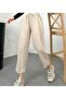 Stone Blue Linen Look Summer Lace-up Shalwar Trousers - 3878 - 3
