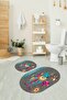 Digital Printed Non-Slip Washable Elephant Pattern Oval Bathroom Set Toilet Seat Set - 7