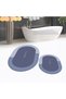 Digital Printed Non-Slip Base Washable Oval Double Bathroom Mat Toilet Seat Set, V-O-KLOZET-03-BLUE,