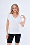 T-Shirt Women's V-Neck Basic White Color - 5