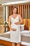 Strappy Double Breasted Collar Maternity Maternity Nightgown CossybyAqua 24525-CREAM - 36