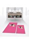 Digital Printed Non-Slip Base Washable Double Bathroom Mat Toilet Set, V-KLOZET-38-PINK,