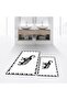 Digital Printed Non-Slip Base Washable Double Bathroom Mat Toilet Set, V-KLOZET-32-WHITE,