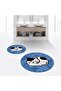 Digital Printed Non-Slip Washable Round Double Bath Mat Toilet Seat Set, V-Y-KLOZET-43-BLUE,