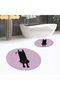 Digital Printed Non-Slip Washable Round Double Bath Mat Toilet Seat Set, V-Y-KLOZET-39-PINK, - 2