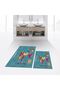 Digital Printed Non-Slip Base Washable Double Bathroom Mat Toilet Set, V-KLOZET-31-BLUE,