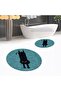 Digital Printed Non-Slip Washable Round Double Bath Mat Toilet Seat Set, V-Y-KLOZET-39-BLUE, - 3