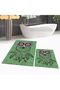 Digital Printed Non-Slip Base Washable Double Bathroom Mat Toilet Set, V-KLOZET-35-GREEN, - 2