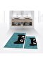 Digital Printed Non-Slip Base Washable Double Bathroom Mat Toilet Seat Set, V-TOILET-40-BLUE,