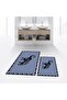 Digital Printed Non-Slip Base Washable Double Bathroom Mat Toilet Seat Set, V-KLOZET-32-BLUE,