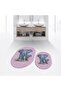 Digital Printed Non-Slip Base Washable Oval Double Bathroom Mat Toilet Seat Set, V-O-KLOZET-33-PINK,