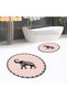 Digital Printed Non-Slip Washable Round Double Bath Mat Toilet Seat Set, V-Y-KLOZET-32-PINK, - 2