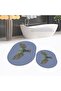 Digital Printed Non-Slip Base Washable Oval Double Bathroom Mat Toilet Seat Set, V-O-KLOZET-37-BLUE, - 3