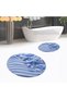 Digital Printed Non-Slip Washable Round Double Bath Mat Toilet Seat Set, V-Y-KLOZET-48-BLUE, - 3