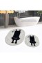Digital Printed Non-Slip Base Washable Oval Double Bathroom Mat Toilet Seat Set, V-O-KLOZET-39-GRAY, - 2