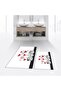 Digital Printed Non-Slip Base Washable Double Bathroom Mat Toilet Set, V-KLOZET-42-WHITE,