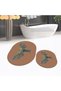 Digital Printed Non-Slip Base Washable Oval Double Bath Mat Toilet Seat Set, V-O-KLOZET-37-BROWN, - 3