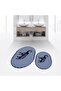 Digital Printed Non-Slip Base Washable Oval Double Bathroom Mat Toilet Seat Set, V-O-KLOZET-32-BLUE,