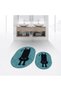Digital Printed Non-Slip Base Washable Oval Double Bathroom Mat Toilet Seat Set, V-O-KLOZET-39-BLUE,