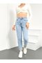 Women's Blue Snow Mom High Waist 100% Cotton Jean Denim Trousers Anna-Mavi̇kar - 3