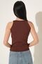 Women's Lycra Halter Neck Thin Strap Summer Blouse Knitwear Undershirt Brown - 7
