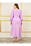 Plus Bishop Sleeves Front Slit Maxi Dress - 4