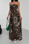 Women's Patterned Strapless Viscose dress with lace trim NBG016 - 5