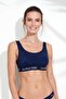Women's Navy Blue U-Neck Bralette Bikini Top - 3