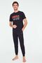 - Men's Navy Blue Round Collar Pajama Set