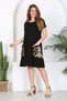 Women's Black and Brown Leopard Pattern Pocketed Standard Size Stretchy Viscose Dress - 4