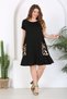 Women's Black and Brown Leopard Pattern Pocketed Standard Size Stretchy Viscose Dress - 3