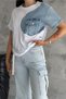 Women's White Single Pocket Sleeve and Pocket Denim Detailed Design Cotton T-Shirt - 5