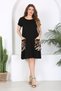 Women's Black and Brown Leopard Pattern Pocketed Standard Size Stretchy Viscose Dress