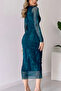 Turquoise Blue Kailey Tulle Drape Detail Maxi Dress - 3