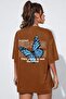 Unisex Brown Back Butterfly Printed T-shirt