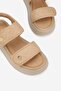 Women's Beige Patent Leather Genuine Natural Leather Short-Heeled Flat Sandals - 5