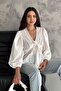 Women's White Cotton Blouse with Lace Embroidered Robe - 6