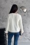 Women's White Standard Size Knitted Knitwear Cardigan with Stripe Detail at Hem and Ankles and Gold Buttons - 3
