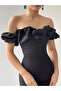 Black Off Shoulder Midi Dress - 2