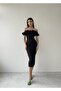 Black Off Shoulder Midi Dress - 6