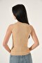 Women's Lycra Halter Neck Thin Strap Summer Blouse Knitwear Undershirt Beige - 7