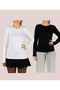 Women's Long Sleeve Stretch Fabric Stretchy Round Neck Crew neck (2 Pieces)