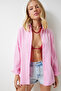 Women's Light Pink Oversize Long Basic Shirt Mx00167
