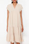 Stone Plain Wide Cut V-Neck Skirt Flounced Aerobin Woven Dresstwoss24El01031 - 4